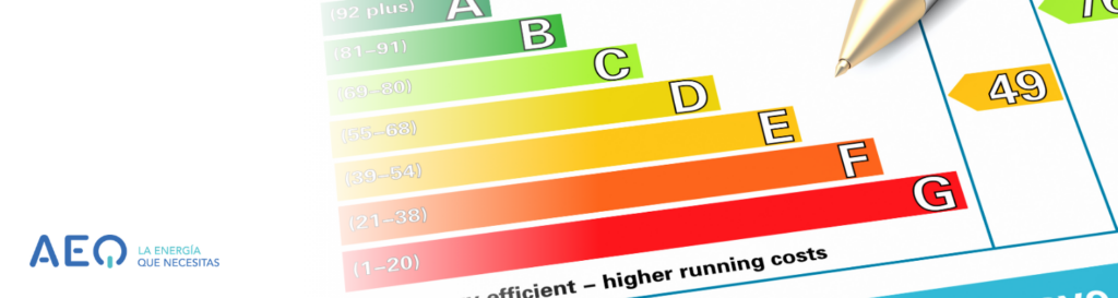Escala de eficiencia energética para ilustrar un certificado de electricidad.