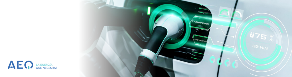Vehículo eléctrico cargando.